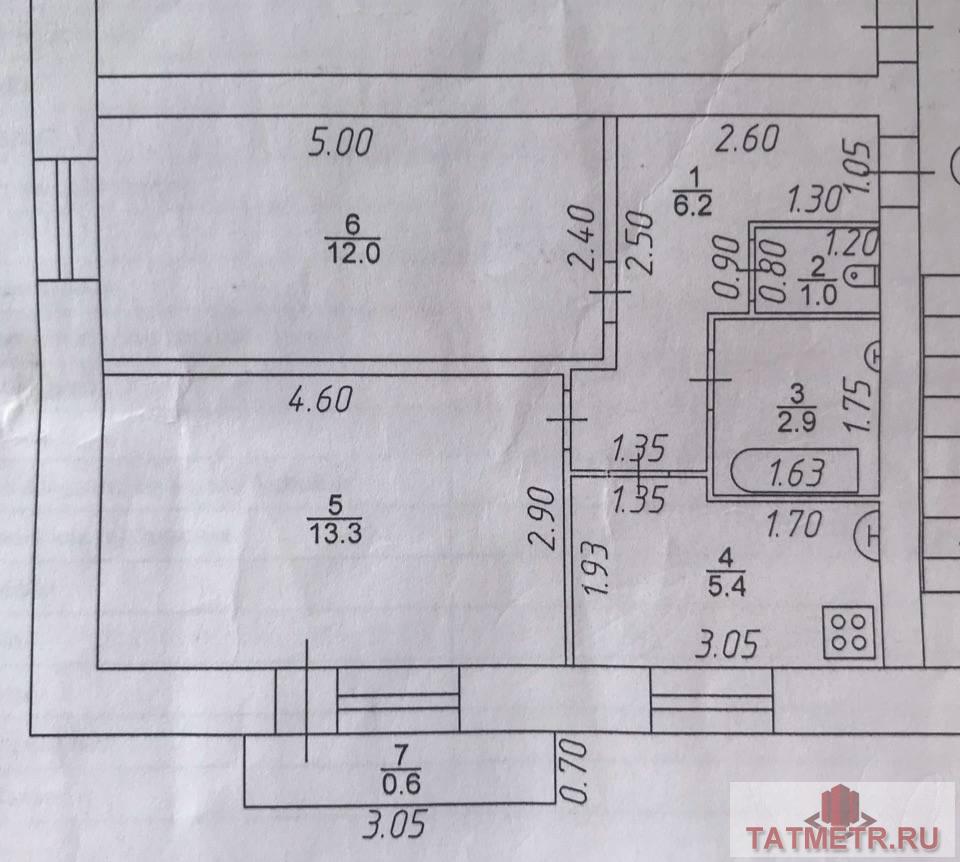 Продается двухкомнатная квартира в Юлдузе, 2/2 эт, 42 кв.м, с балконом. Комнаты изолированные. Двухконтурный котел.... - 7