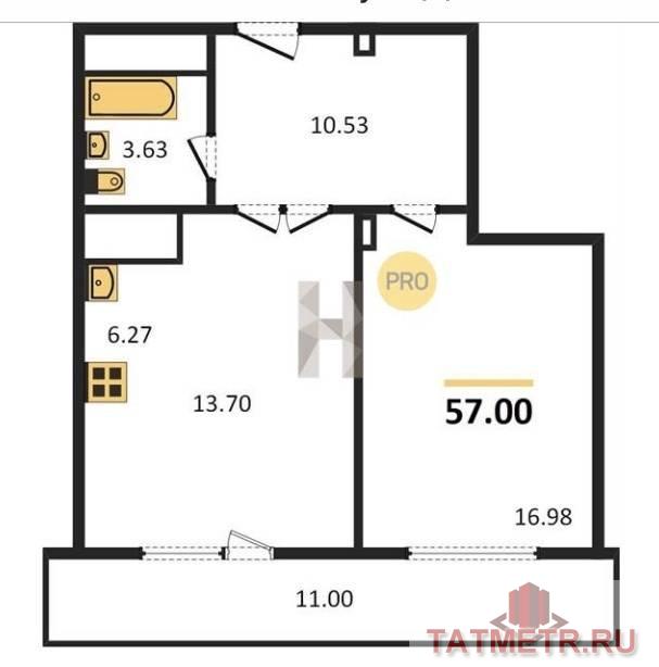 Продажа / Квартиры, Казань, улица Бари Галеева, 4 446 000 Продается 2-х комнатная квартира в сердце Советского района в сданном доме Квартира в качественной предчистовой... - 3