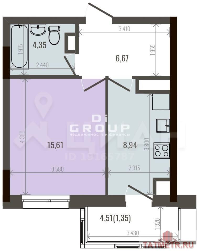 Продажа / Квартиры, Казань, 3 614 394 Продается 1-комнатная квартира, в строящемся доме, срок сдачи: II-кв. 2021, Плюсы района: -удобная транспортная... - 2