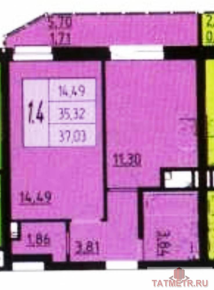 Продается 1-комн. квартира, площадью 36.47 м2 в 8 мин. транспортом от м.Проспект Победы, район Приволжский. Возможен... - 18