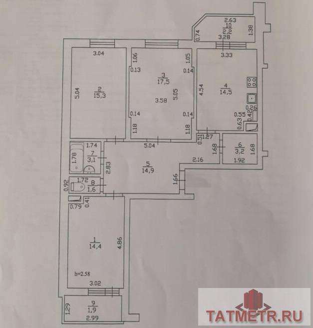 Продается 3-комн. квартира, площадью 84.5 м2 в 8 мин. транспортом от м.Проспект Победы, район Приволжский. Возможен... - 9