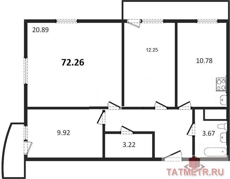 Продается 3-комн. квартира, площадью 72.26 м2 в 6 мин. транспортом от м.Проспект Победы, район города - Приволжский.... - 8