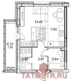 Продажа / Квартиры, Казань, Умырзая, 4 100 000 Продается 1-комн. квартира, площадью 32.2 м2 в монолитно-кирпичной новостройке в 18 мин. транспортом от м.Горки,... - 7