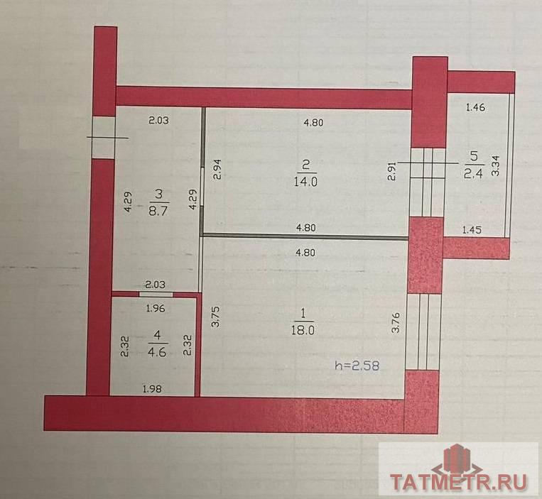 Продажа / Квартиры, Казань, Кул Гали, 5 290 000 Продается 1-комн. квартира, площадью 47.7 кв.м в 7 мин. транспортом от м.Проспект Победы, район Приволжский. Жилая... - 15