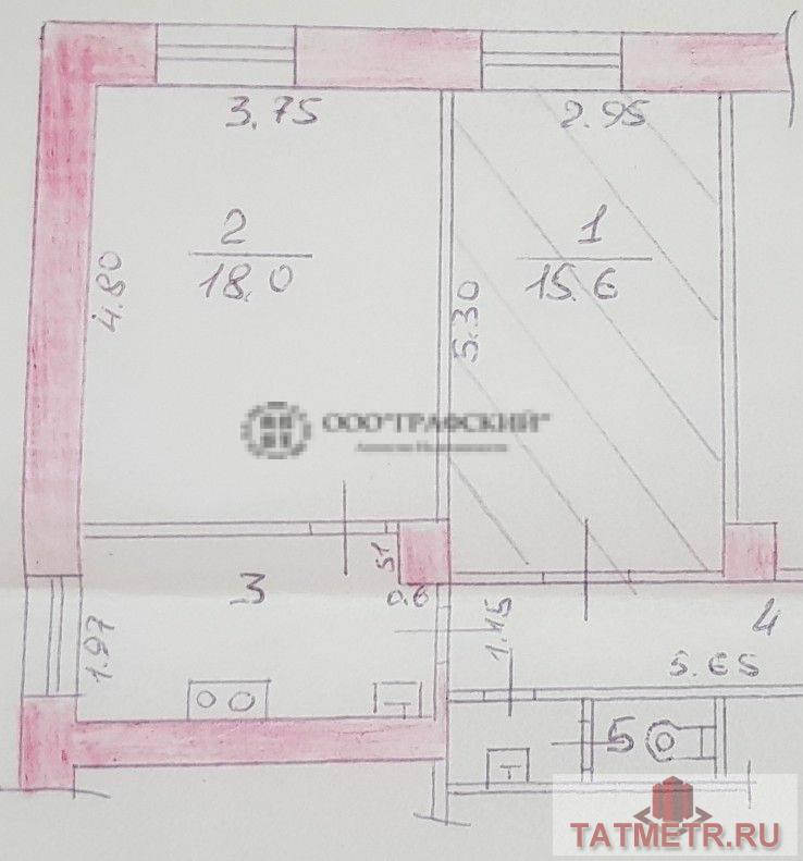Продажа / Комнаты, Казань, улица Хасана Туфана, 1 000 000 Продается светлая теплая комната в кирпичном 2-этажном доме. Общая площадь комнаты 15,6 м2. Всего одна соседка. Места... - 3