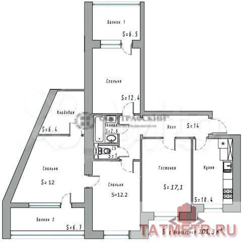 Продажа / Квартиры, Казань, улица Гаврилова, 6 900 000 Продается чудесная 4-комнатная квартира, расположенная на 4 этаже 9-этажного дома. Общая площадь квартиры 101,2 м2....