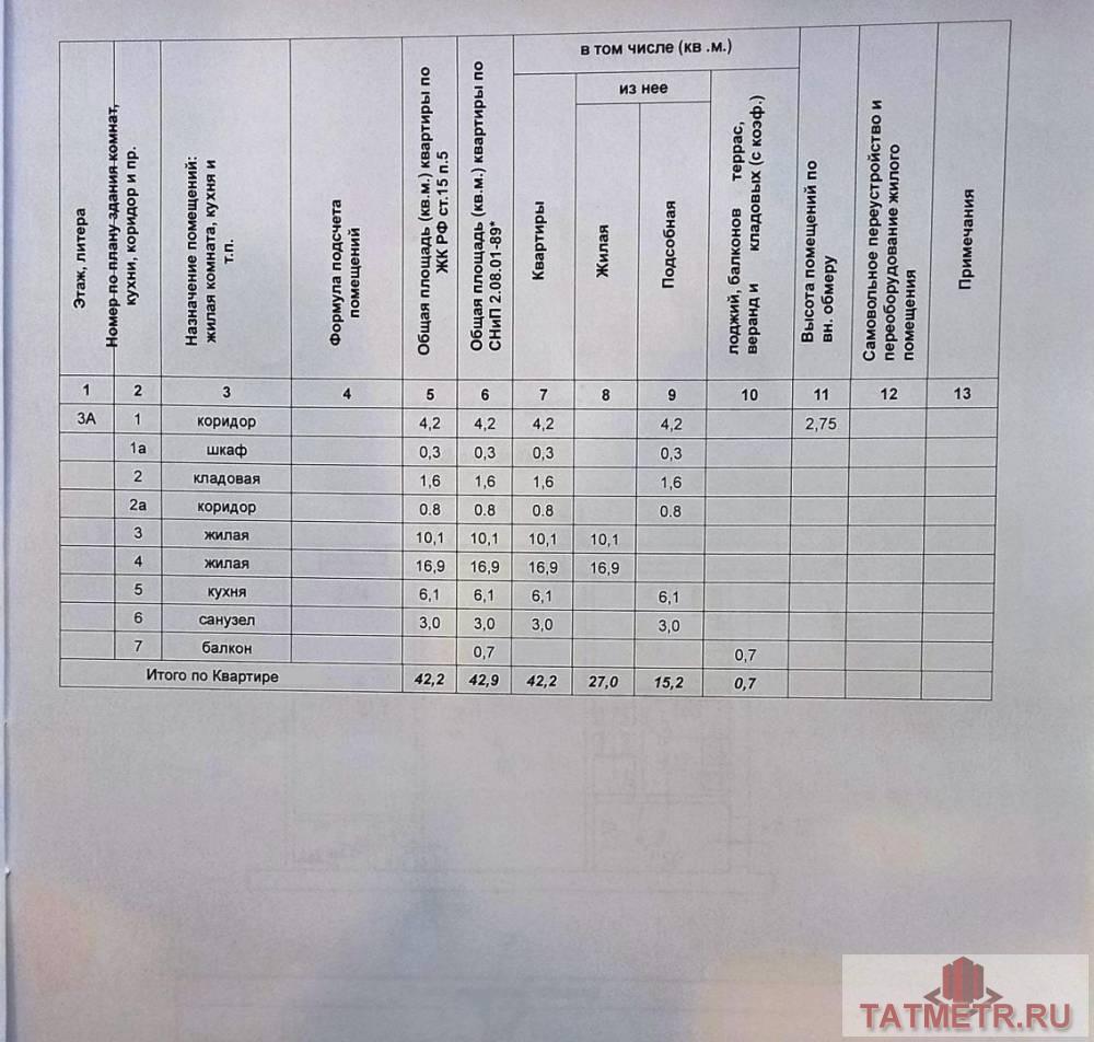 Продажа / Квартиры, Казань, улица Чкалова, 4 150 000 Казань г, Кировский, улица Чкалова 4/2, м. Козья Слобода, 2 комн., общ. пл. 42.2 кв.м., жил.пл. 27 кв.м., комнаты... - 23