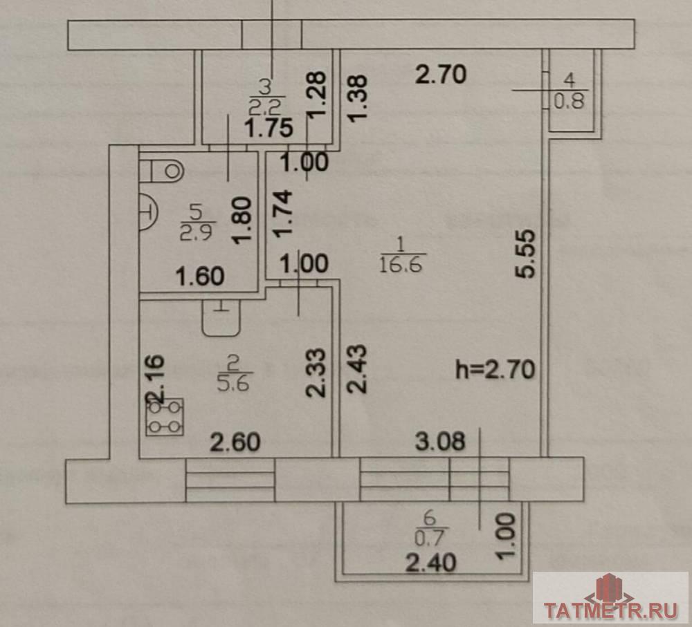 Продажа / Квартиры, Казань, улица Гагарина, 3 400 000 В ПРОДАЖЕ 1 комнатная квартира в 15 минутах от метро! Отличный вариант по приемлемой цене в удачной локации! О... - 8