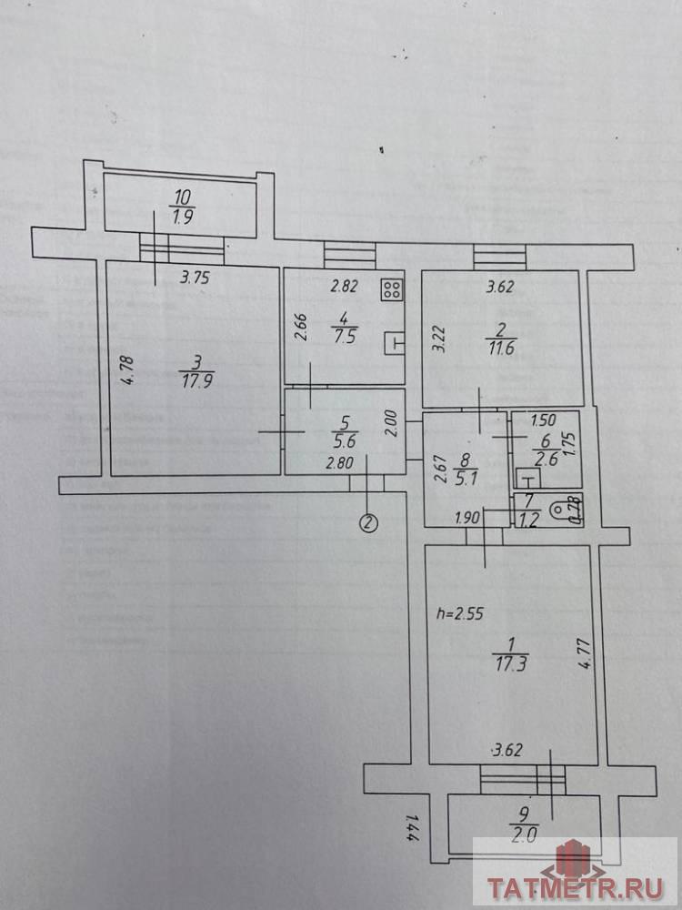 Продажа / Квартиры, Казань, Олонецкая улица, 5 560 000 Обратите внимание! Классная 3х- комнатная квартира 72,7 кв. м. с двумя балконами венгерского проекта в кирпичном... - 19