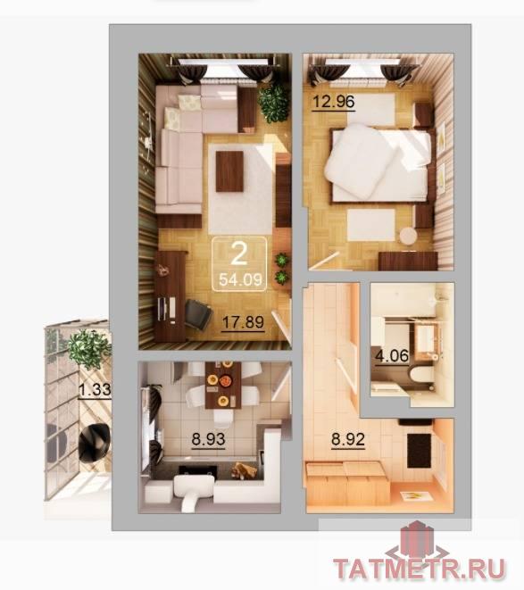 Продажа / Квартиры, Казань, Советский район, 6 550 000 Казань г, Советский, Советский район , м. Горки, 2 комн., общ. пл. 54.09 кв.м., жил.пл. 30.85 кв.м., комнаты...