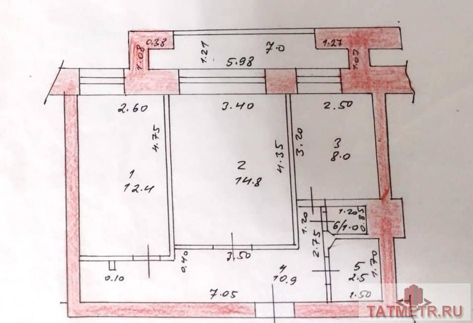 Продажа / Квартиры, Казань, Авангардная улица, 5 300 000 Продается просторная 2-х комнатная квартира на видовом 9-м этаже кирпичного дома 1998 г. по адресу ул. Авангардная... - 12