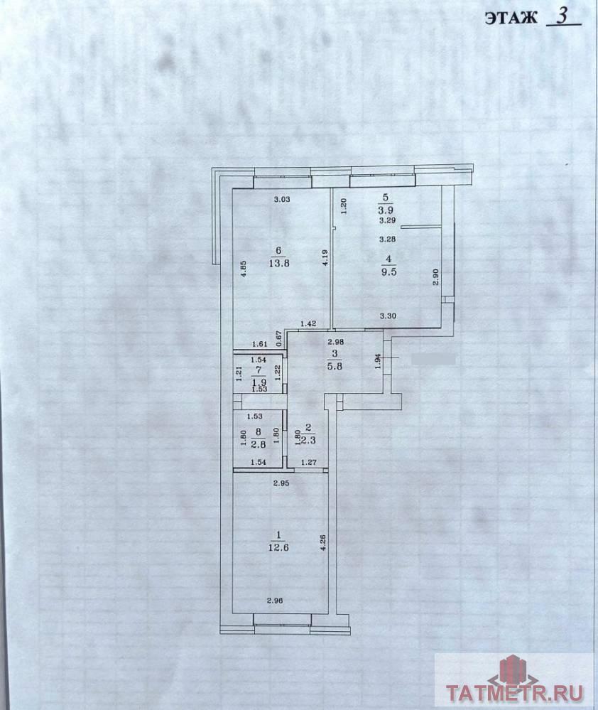 Казань г, Советский, улица Умырзая 10, 2 комн., общ. пл. 52.6 кв.м., жил.пл. 26.4 кв.м., комнаты 12.6/13.8, кухня... - 22