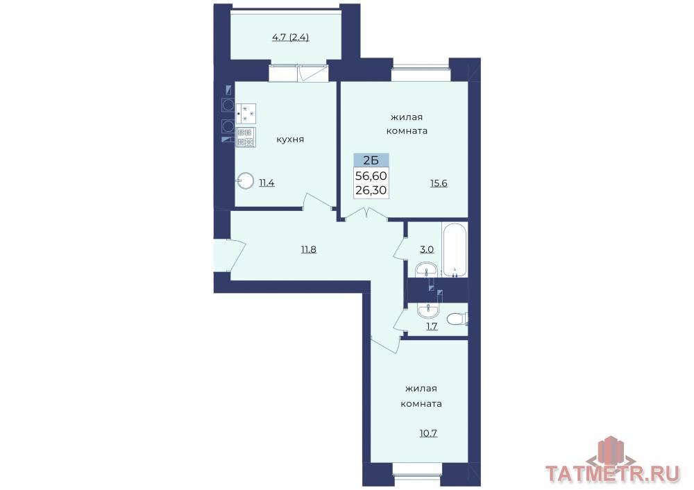 Продажа / Квартиры, Зеленодольск, Рогачева-Украинская улица, 4 616 000 Предлагаем приобрести двухкомнатную квартиру комфорт класса в ЖИЛИЩНОМ КОМПЛЕКСЕ расположенном на пересечении улиц...