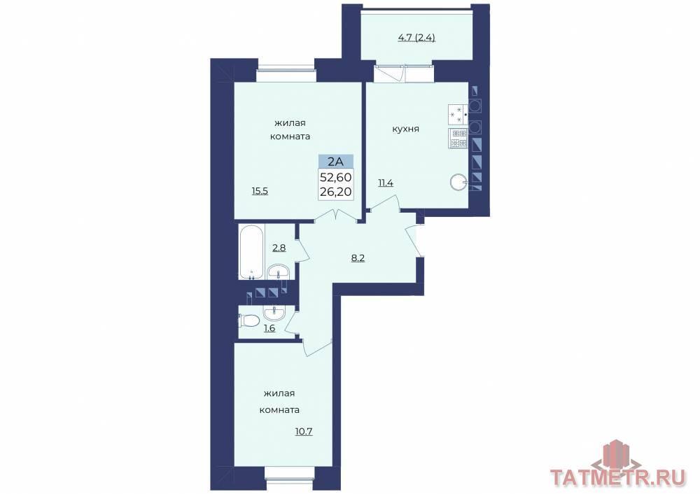 Продажа / Квартиры, Зеленодольск, Рогачева-Украинская улица, 4 313 200 Продается двухкомнатная квартира улучшенной планировки в новом строящемся доме расположенном на пересечении улиц...