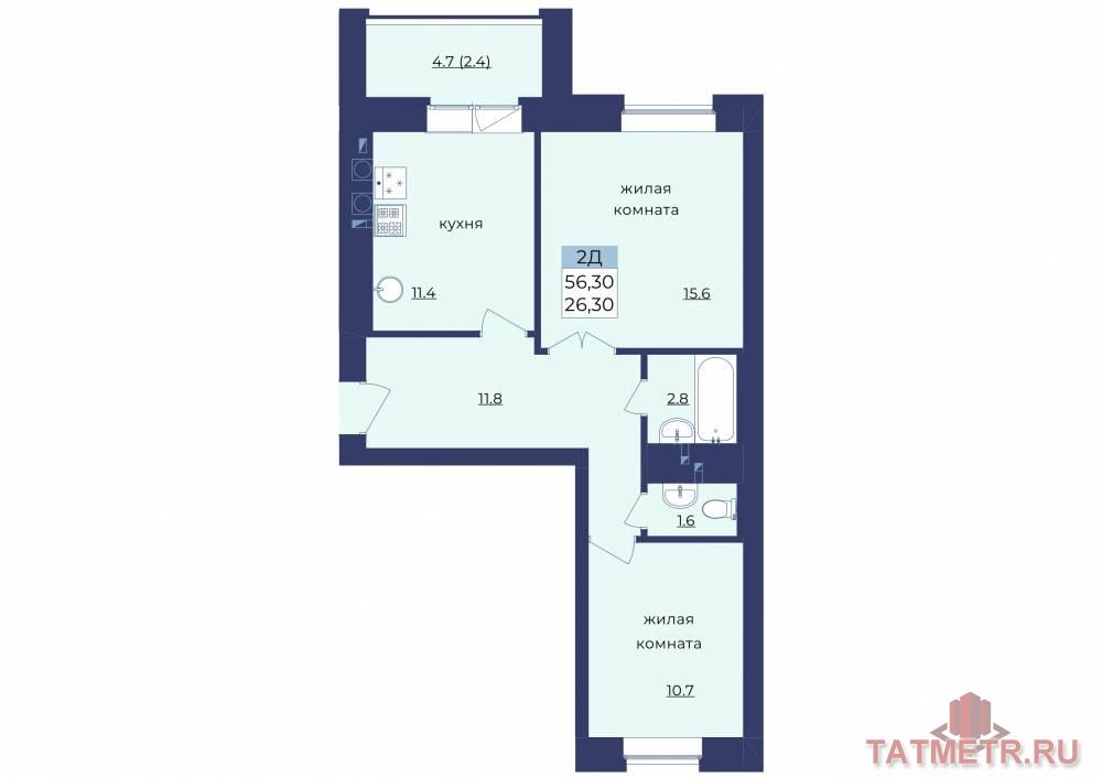 Продажа / Квартиры, Зеленодольск, Рогачева-Украинская улица, 4 616 000 Продается двухкомнатная квартира улучшенной планировки в новом строящемся доме расположенном на пересечении улиц...