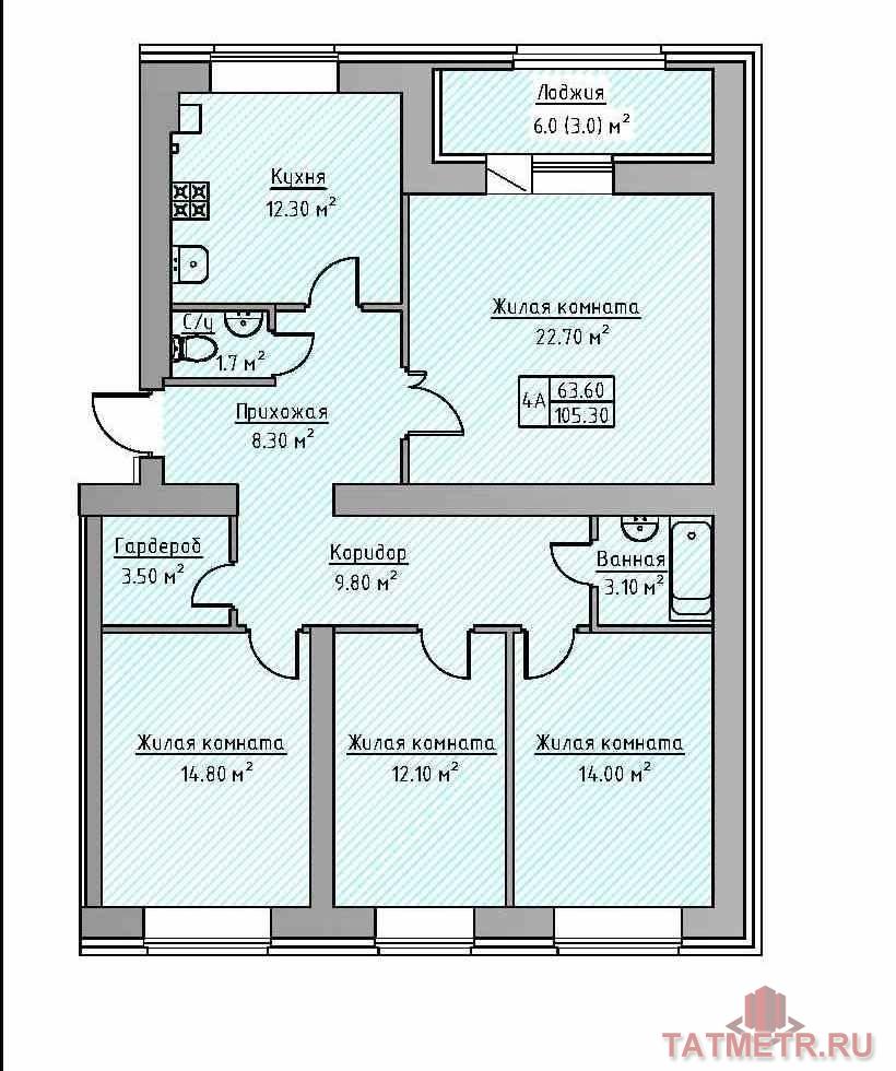 Предлагаем приобрести четырехкомнатную квартиру с индивидуальным отоплением комфорт класса в жилищном комплексе,...