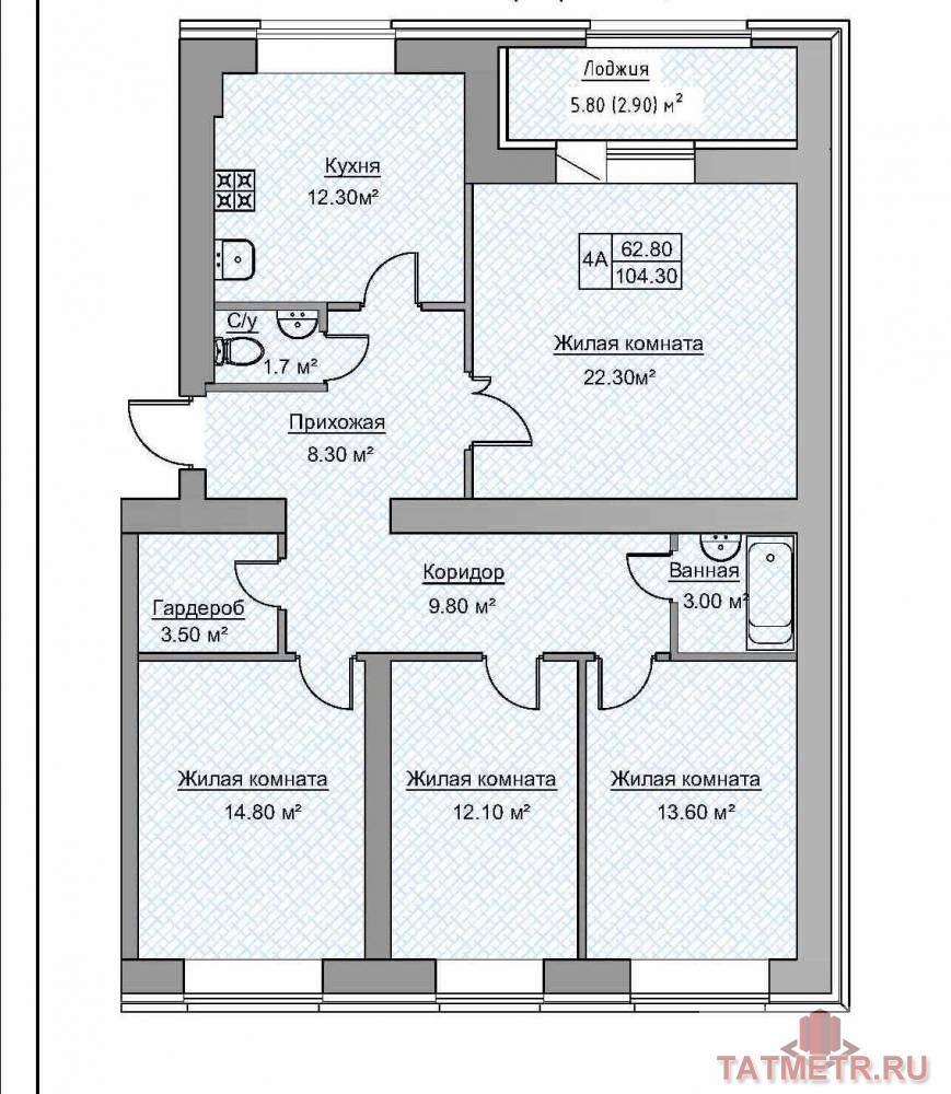 Предлагаем приобрести четырехкомнатную квартиру с индивидуальным отоплением комфорт класса в жилищном комплексе,... - 1