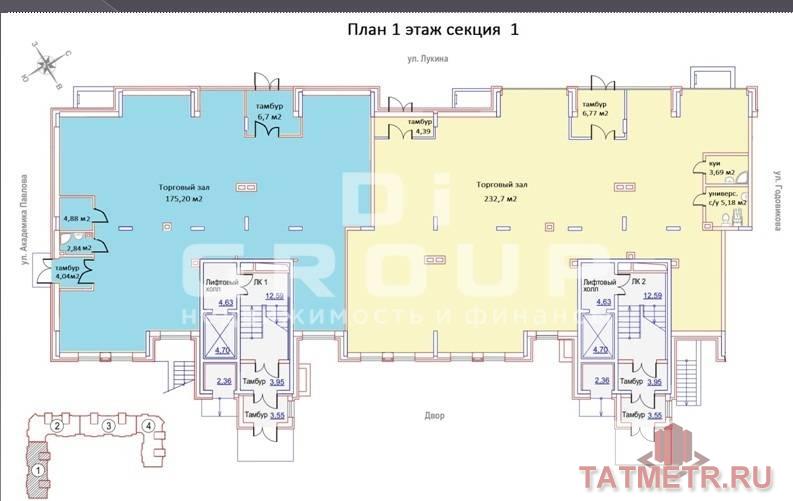 Продается помещение свободного назначения пл 232 кв.м на Лукина в ЖК Взлет,расположенный в Авиастроительном районе г.... - 3