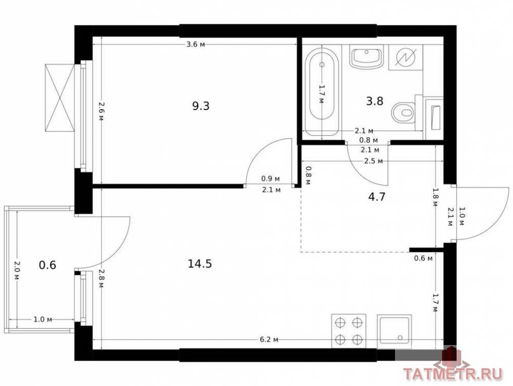 Продаётся 1-комн. квартира площадью 32.90 кв. м на 5 этаже 12 этажного дома (Корпус 5, секция 2) проекта ПИК Нокса...