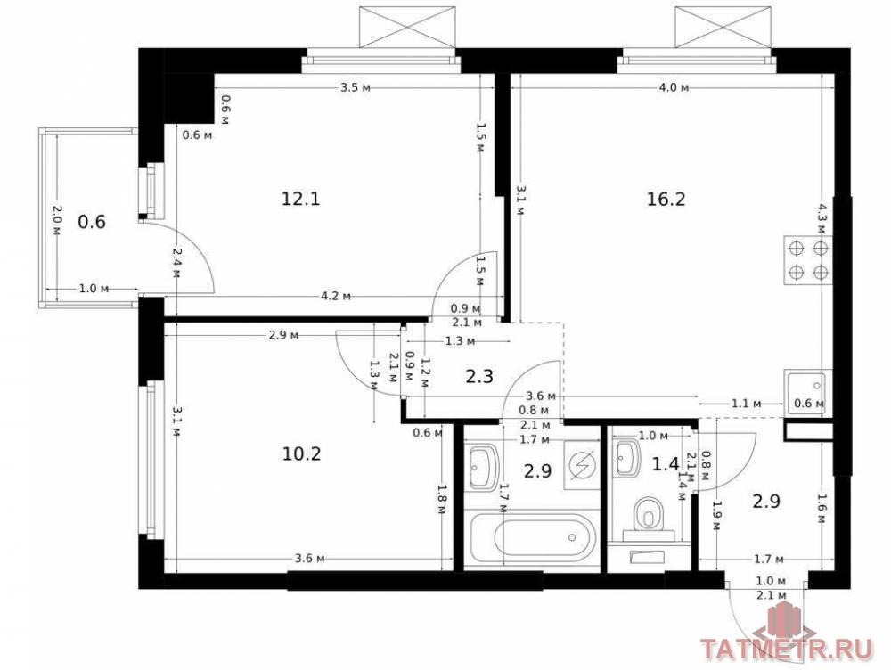 Продажа / Квартиры, Казань, Анаса Тазетдинова улица, 6 982 264 Продаётся 2-комн. квартира площадью 48.60 кв. м на 16 этаже 17 этажного дома (Корпус 6, секция 1) проекта ПИК Нокса...