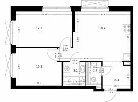 Продаётся 2-комн. квартира площадью 50.40 кв. м на 3 этаже 24...