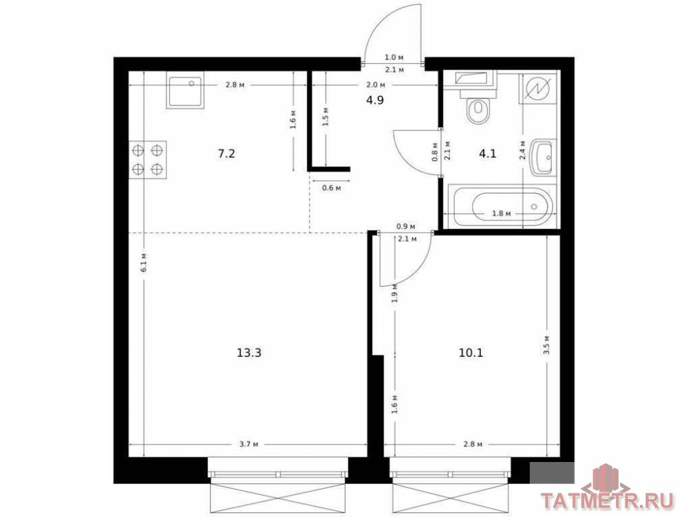 Продажа / Квартиры, Казань, Халитова улица, 6 676 560 Продаётся 2-комн. квартира площадью 39.60 кв. м на 12 этаже 26 этажного дома (Корпус 1, секция 3) проекта ПИК...