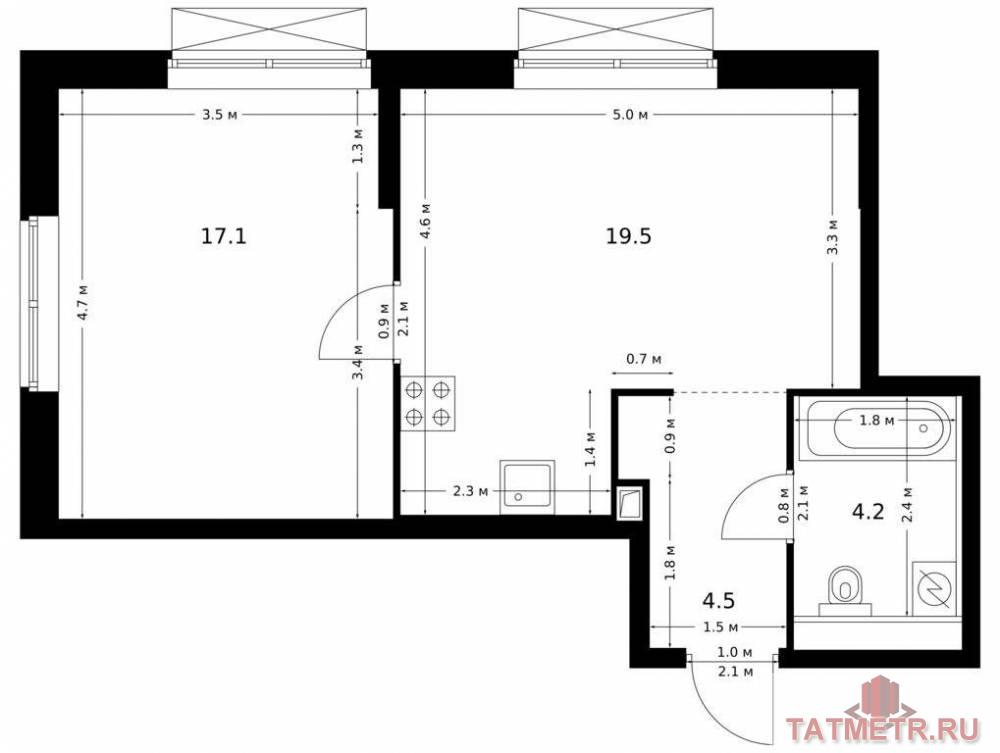 Продажа / Квартиры, Казань, Халитова улица, 7 229 880 Продаётся 1-комн. квартира площадью 45.30 кв. м на 10 этаже 16 этажного дома (Корпус 1, секция 7) проекта ПИК...