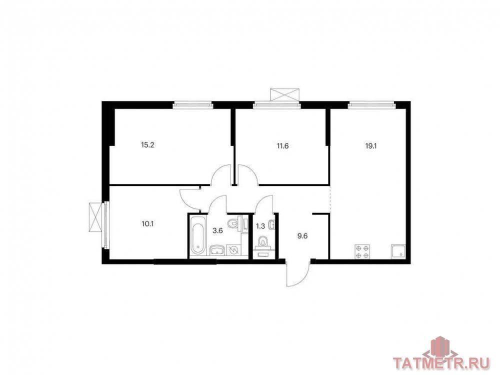 Продажа / Квартиры, Казань, Анаса Тазетдинова улица, 7 521 292 Продаётся 3-комн. квартира площадью 70.50 кв. м на 8 этаже 12 этажного дома (Корпус 5, секция 1) проекта ПИК Нокса...