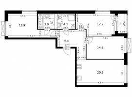 Продаётся 3-комн. квартира площадью 80.00 кв. м на 16 этаже 26...