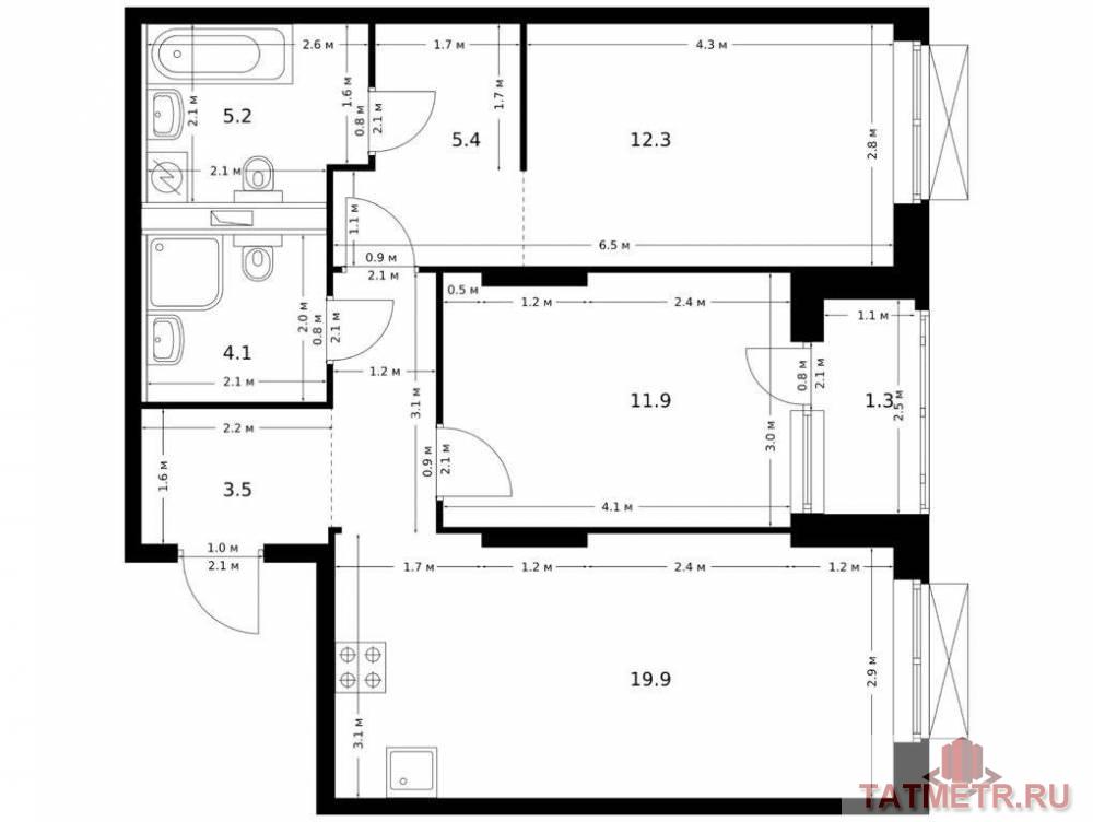 Продажа / Квартиры, Казань, Халитова улица, 9 528 960 Продаётся 2-комн. квартира площадью 67.20 кв. м на 10 этаже 16 этажного дома (Корпус 1, секция 7) проекта ПИК...