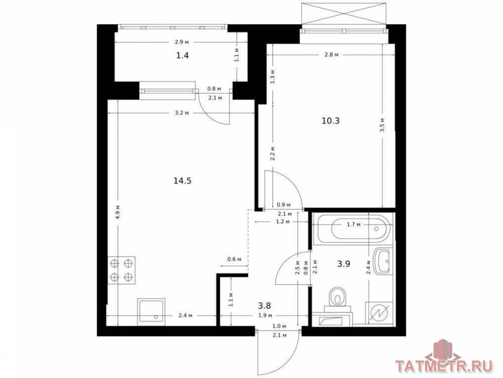 Продажа / Квартиры, Казань, Халитова улица, 6 315 502 Продаётся 1-комн. квартира площадью 33.90 кв. м на 4 этаже 26 этажного дома (Корпус 1, секция 3) проекта ПИК...