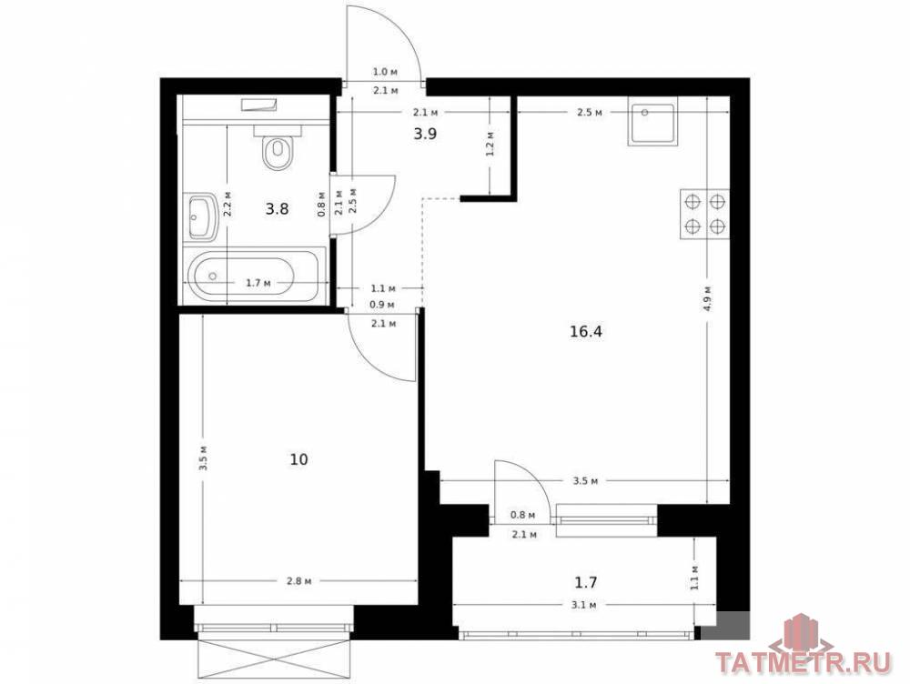 Продажа / Квартиры, Казань, Халитова улица, 6 515 600 Продаётся 1-комн. квартира площадью 35.80 кв. м на 17 этаже 26 этажного дома (Корпус 1, секция 5) проекта ПИК...