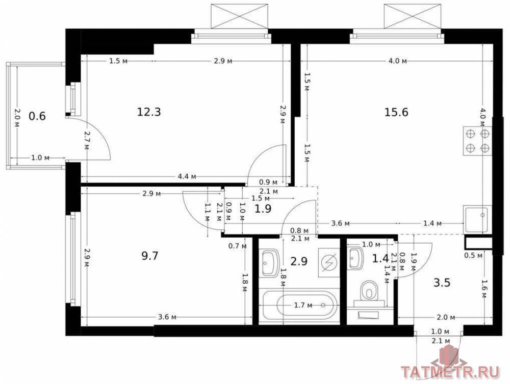 Продажа / Квартиры, Казань, Анаса Тазетдинова улица, 6 722 094 Продаётся 2-комн. квартира площадью 47.90 кв. м на 6 этаже 12 этажного дома (Корпус 5, секция 1) проекта ПИК Нокса...