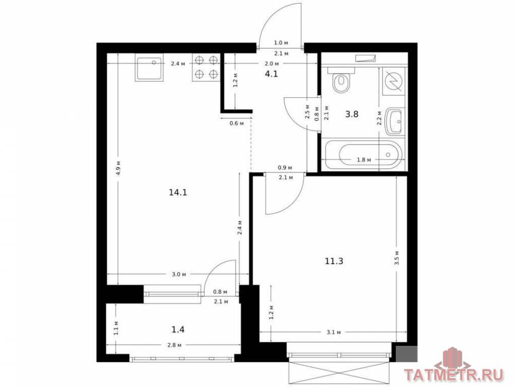 Продажа / Квартиры, Казань, Халитова улица, 5 812 944 Продаётся 1-комн. квартира площадью 34.70 кв. м на 8 этаже 11 этажного дома (Корпус 1, секция 4) проекта ПИК...