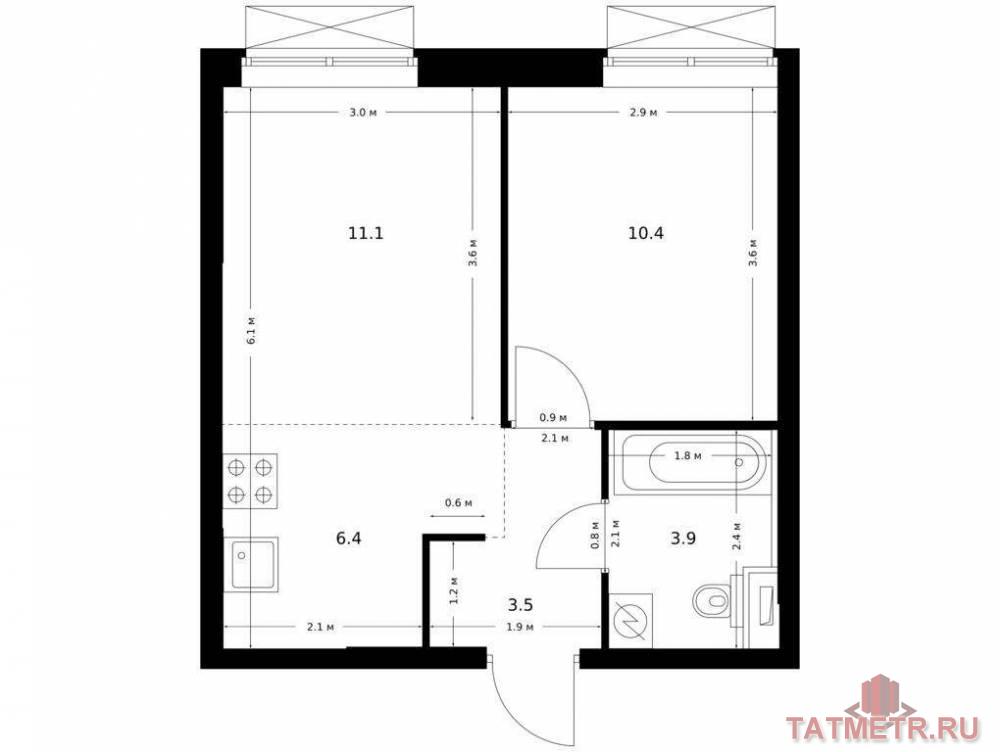 Продажа / Квартиры, Казань, Халитова улица, 6 308 110 Продаётся 2-комн. квартира площадью 35.30 кв. м на 8 этаже 26 этажного дома (Корпус 1, секция 5) проекта ПИК...