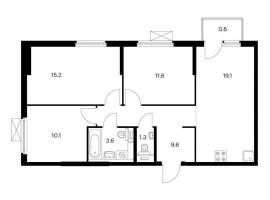 Продаётся 3-комн. квартира площадью 71.10 кв. м на 5 этаже 12...