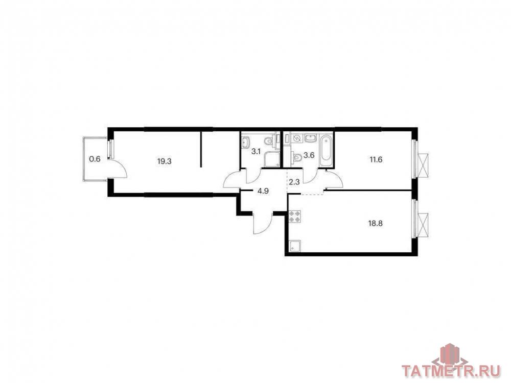 Продажа / Квартиры, Казань, Анаса Тазетдинова улица, 7 935 120 Продаётся 2-комн. квартира площадью 64.20 кв. м на 6 этаже 12 этажного дома (Корпус 5, секция 2) проекта ПИК Нокса...