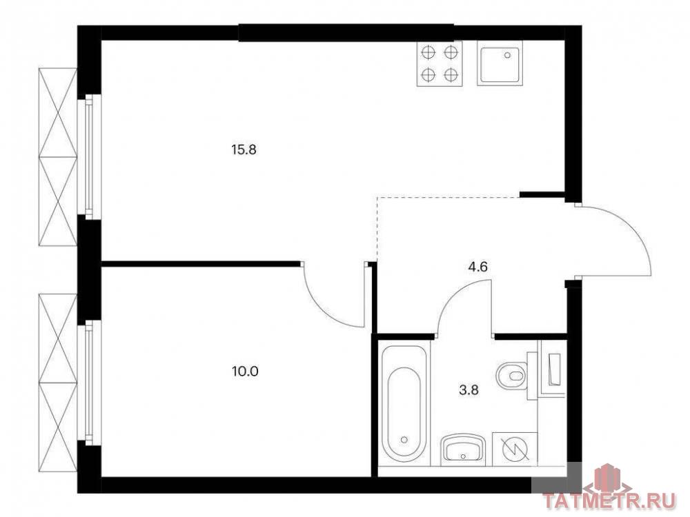 Продаётся 1-комн. квартира площадью 34.20 кв. м на 2 этаже 12 этажного дома (Корпус 5, секция 2) проекта ПИК Нокса...