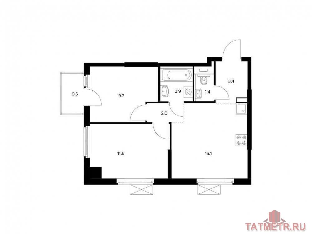 Продажа / Квартиры, Казань, Анаса Тазетдинова улица, 7 089 153 Продаётся 2-комн. квартира площадью 46.70 кв. м на 3 этаже 17 этажного дома (Корпус 4, секция 1) проекта ПИК Нокса...