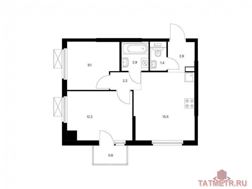 Продажа / Квартиры, Казань, Анаса Тазетдинова улица, 6 242 090 Продаётся 2-комн. квартира площадью 46.80 кв. м на 9 этаже 17 этажного дома (Корпус 4, секция 1) проекта ПИК Нокса...