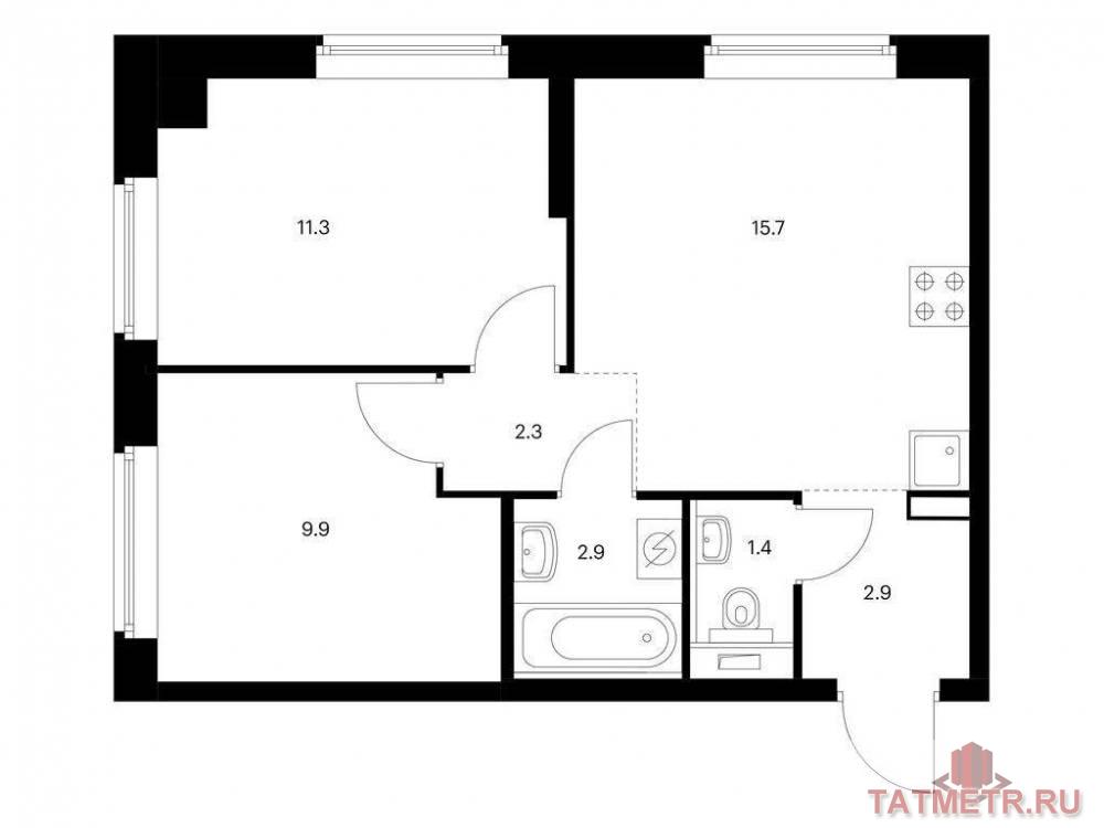 Продажа / Квартиры, Казань, Анаса Тазетдинова улица, 6 216 022 Продаётся 2-комн. квартира площадью 46.40 кв. м на 1 этаже 17 этажного дома (Корпус 6, секция 1) проекта ПИК Нокса...