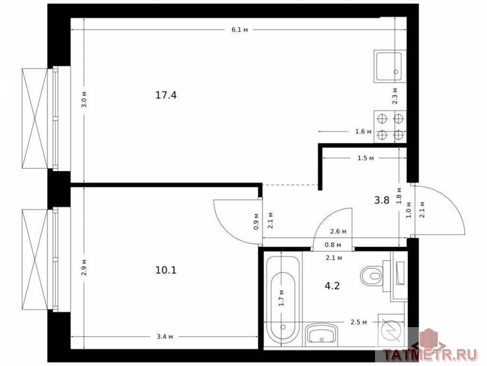Продажа / Квартиры, Казань, Халитова улица, 7 490 500 Продаётся 1-комн. квартира площадью 35.50 кв. м на 14 этаже 24 этажного дома (Корпус 1, секция 1) проекта ПИК...