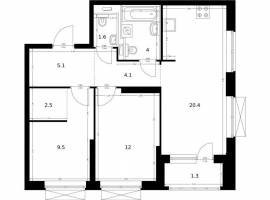 Продаётся 2-комн. квартира площадью 60.50 кв. м на 22 этаже 26...