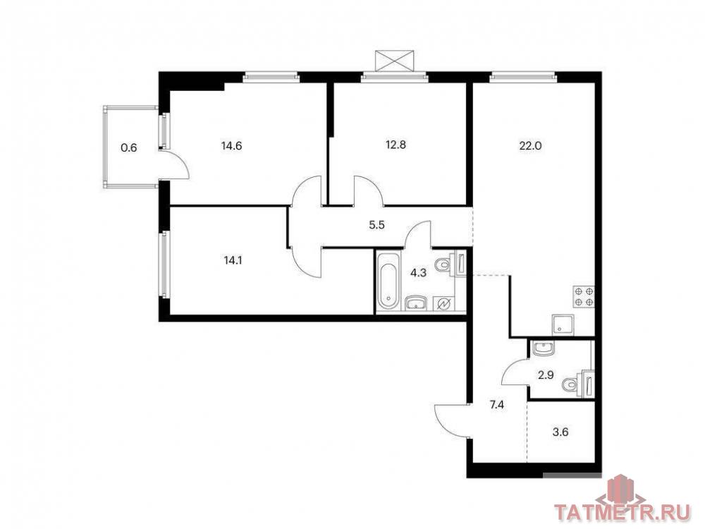 Продажа / Квартиры, Казань, Анаса Тазетдинова улица, 9 869 246 Продаётся 3-комн. квартира площадью 87.80 кв. м на 3 этаже 17 этажного дома (Корпус 2, секция 1) проекта ПИК Нокса...