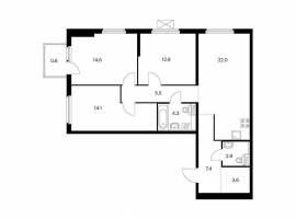 Продаётся 3-комн. квартира площадью 87.80 кв. м на 3 этаже 17...