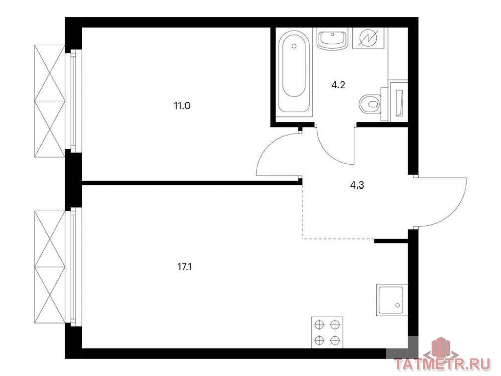 Продажа / Квартиры, Казань, Анаса Тазетдинова улица, 6 187 230 Продаётся 1-комн. квартира площадью 36.60 кв. м на 2 этаже 12 этажного дома (Корпус 3, секция 1) проекта ПИК Нокса...