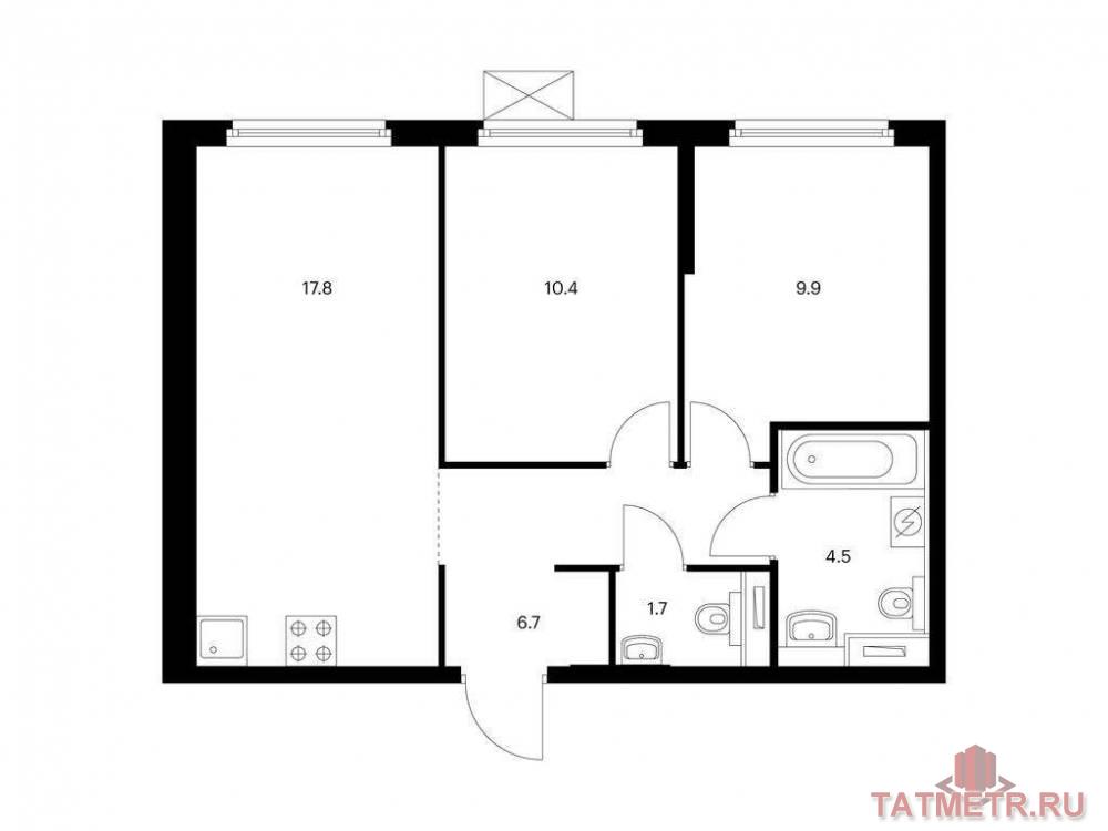 Продажа / Квартиры, Казань, Анаса Тазетдинова улица, 7 312 074 Продаётся 2-комн. квартира площадью 51.00 кв. м на 9 этаже 12 этажного дома (Корпус 1, секция 1) проекта ПИК Нокса...