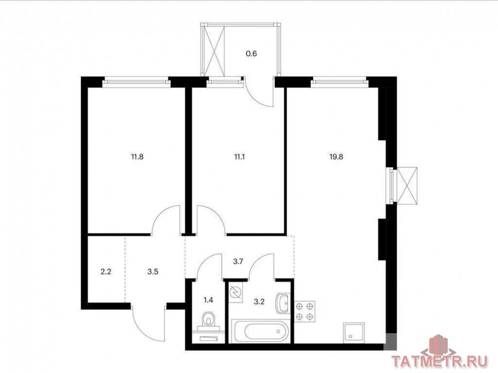 Продажа / Квартиры, Казань, Анаса Тазетдинова улица, 8 063 038 Продаётся 2-комн. квартира площадью 57.90 кв. м на 5 этаже 12 этажного дома (Корпус 1, секция 1) проекта ПИК Нокса...