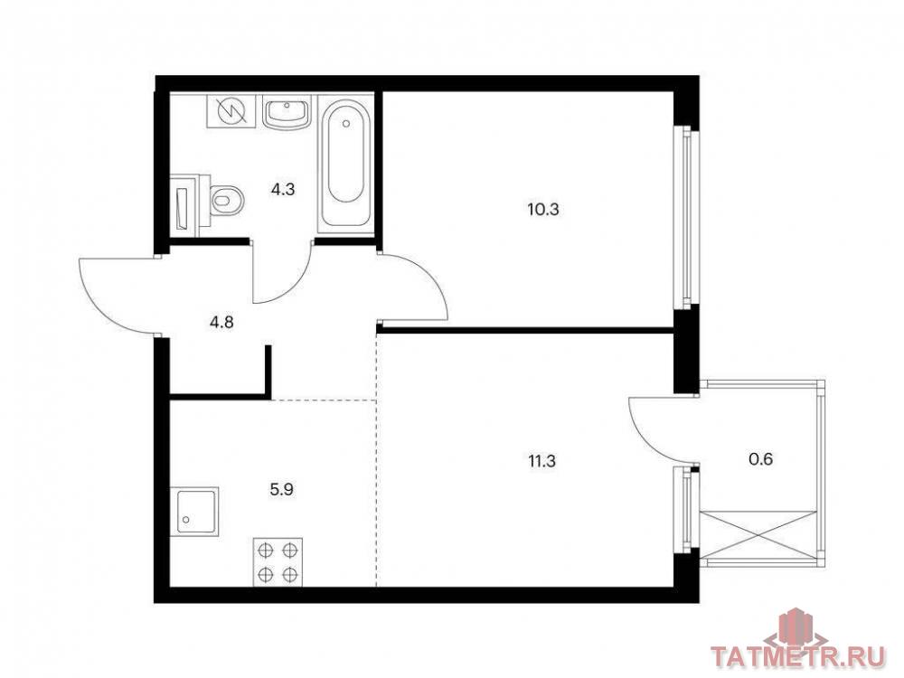 Продажа / Квартиры, Казань, Анаса Тазетдинова улица, 6 343 344 Продаётся 2-комн. квартира площадью 37.20 кв. м на 5 этаже 12 этажного дома (Корпус 1, секция 1) проекта ПИК Нокса...