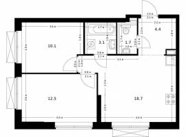 Продаётся 2-комн. квартира площадью 50.50 кв. м на 16 этаже 24...